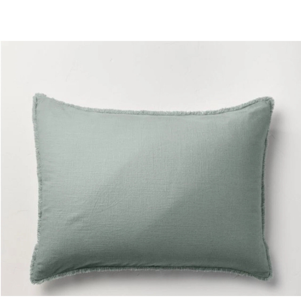 Casaluna Euro Heavyweight Linen Blend Comforter Sham Sage Green Pillowcase